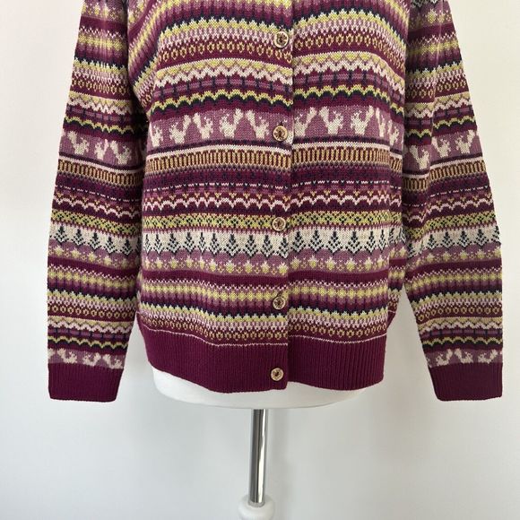 Country Rose Fair Isle Cardigan Size L Wool Blend Scandi Nordic Land Girl - Picture 5 of 9